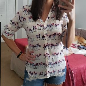 Palm Tree Print Express Portofino Shirt